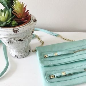 Xhilaration sea foam zipper cross body